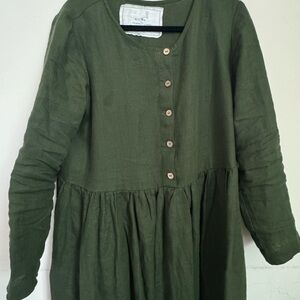 Not perfect linen juniper Green mama Button-Down Dress